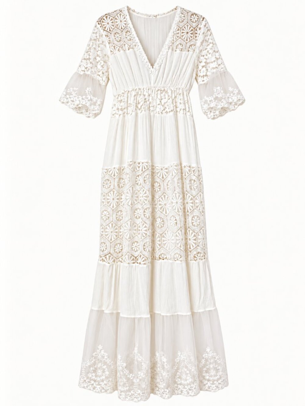 Phi Phi Star White Lace Boho Maxi Dress – Size M - Picture 2 of 9